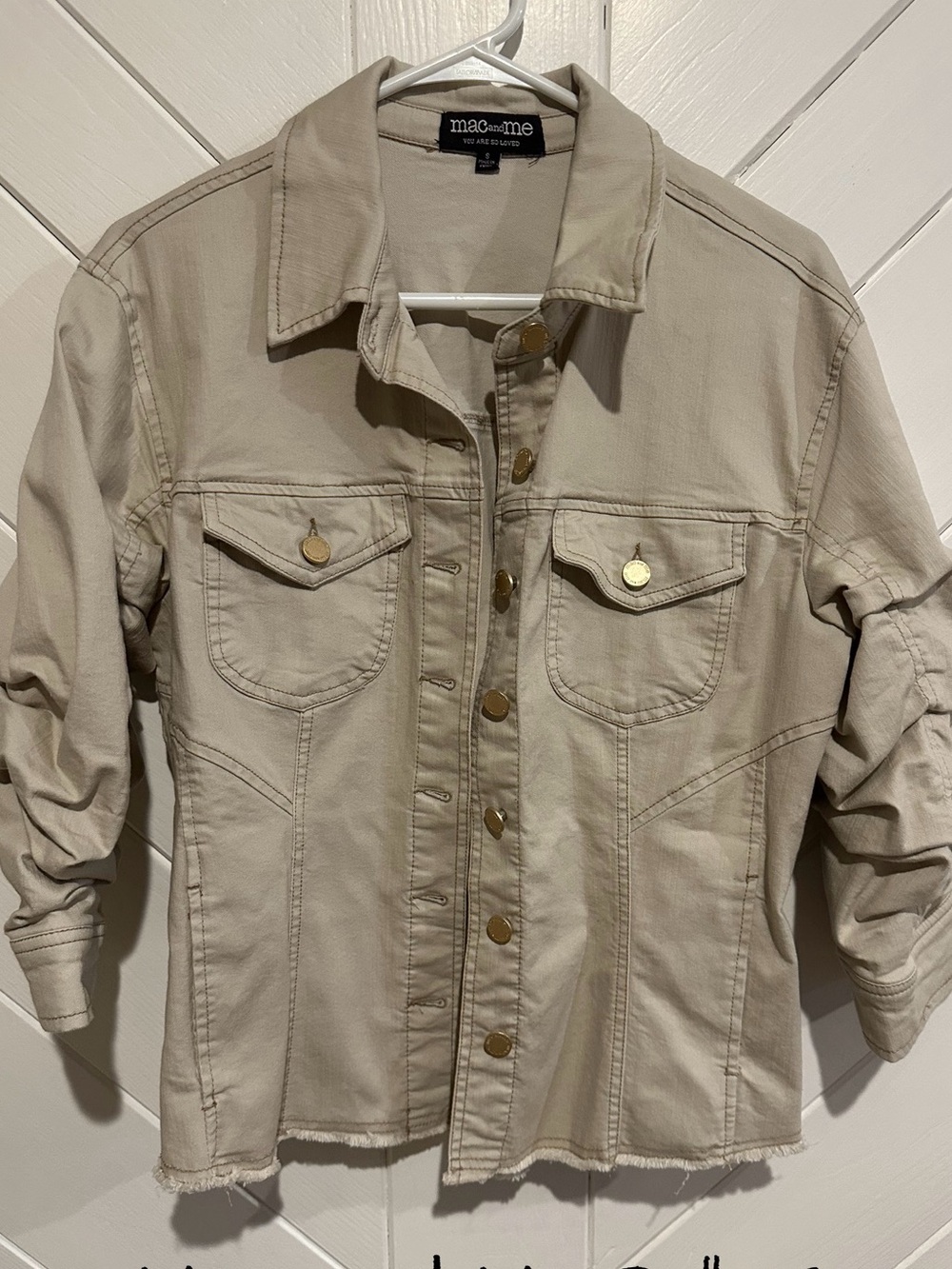 mac & me Beige Button-Front Jacket small